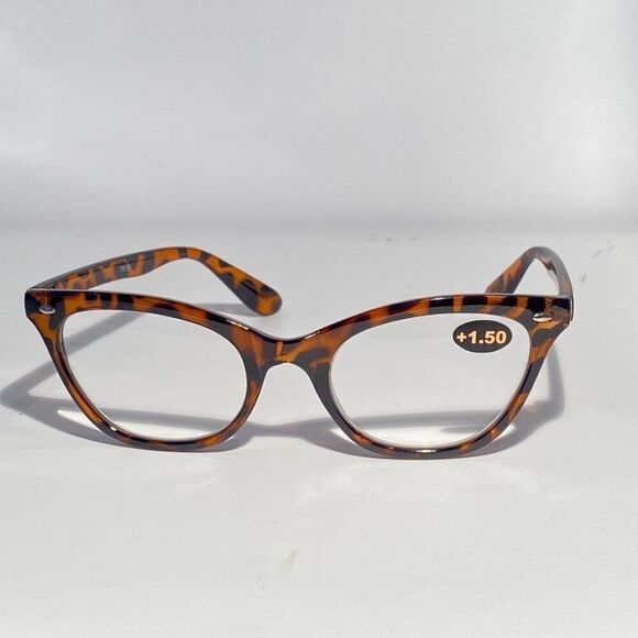 0772 Reading Glasses 1.50 Readers Tortoise Modified Cateye Frames NWT - Picture 2 of 8